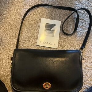 Coach Black Crossbody Bag with Gold Turn-Lock Closure